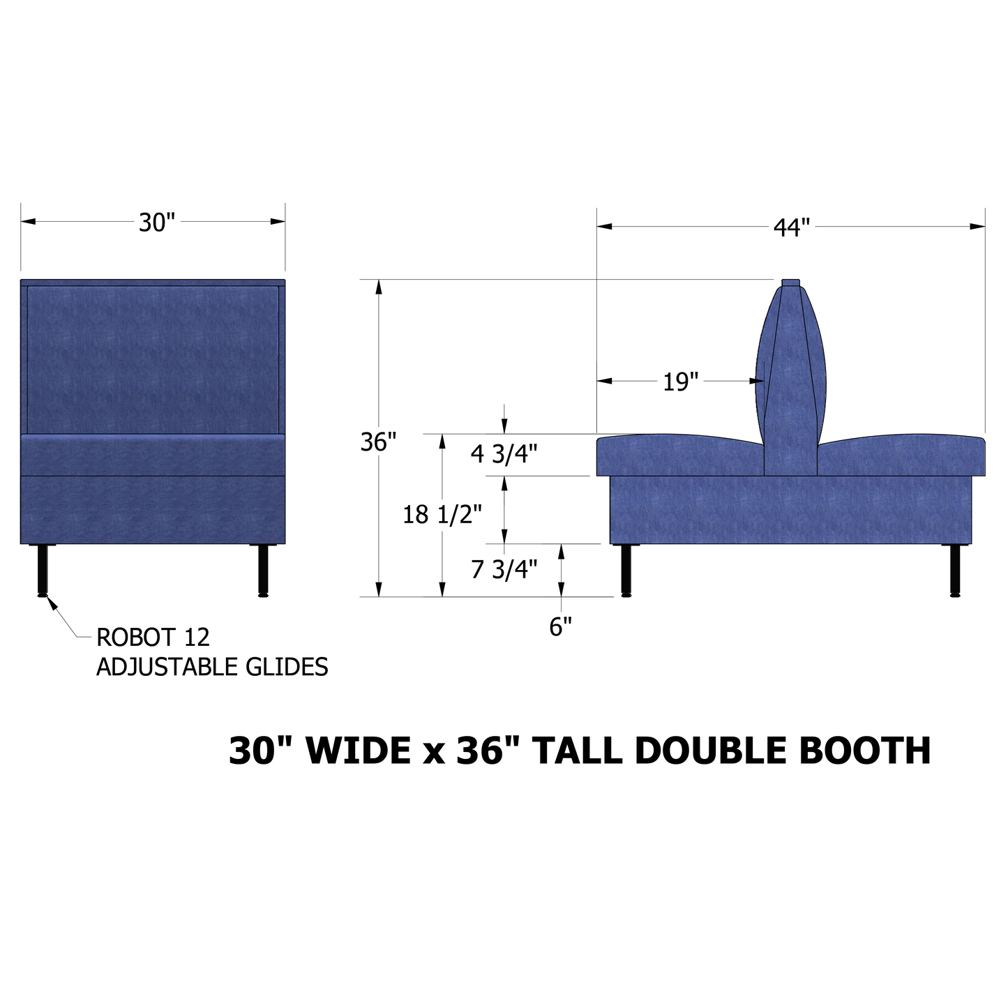 Shop Drawing of affordable restaurant double booth with metal legs