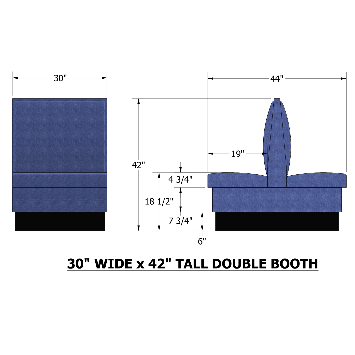 Shop drawing of double booth for restaurant seating