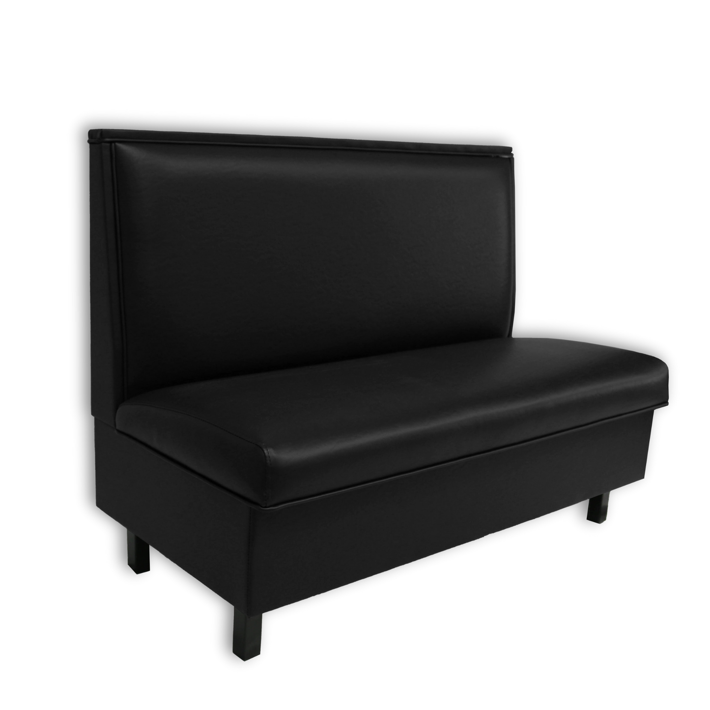 black single metal legged booth