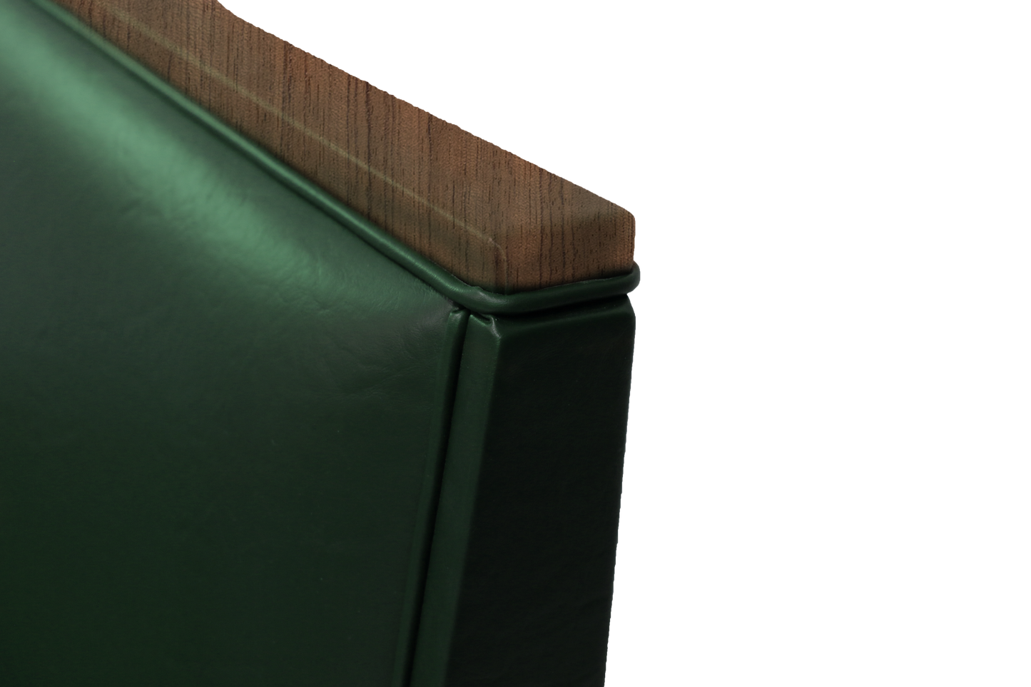 green booth with wooden top cap