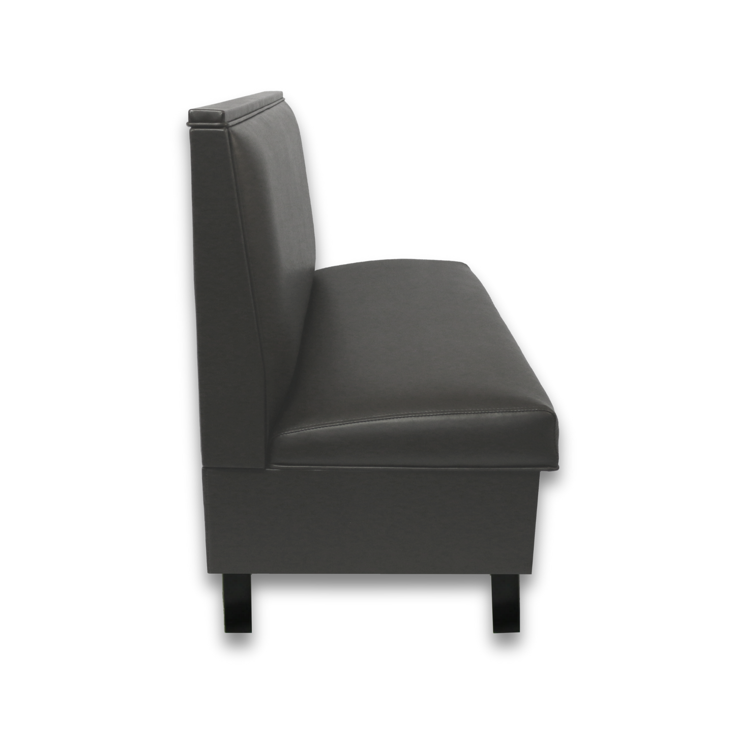 grey single metal legged booth from the right side