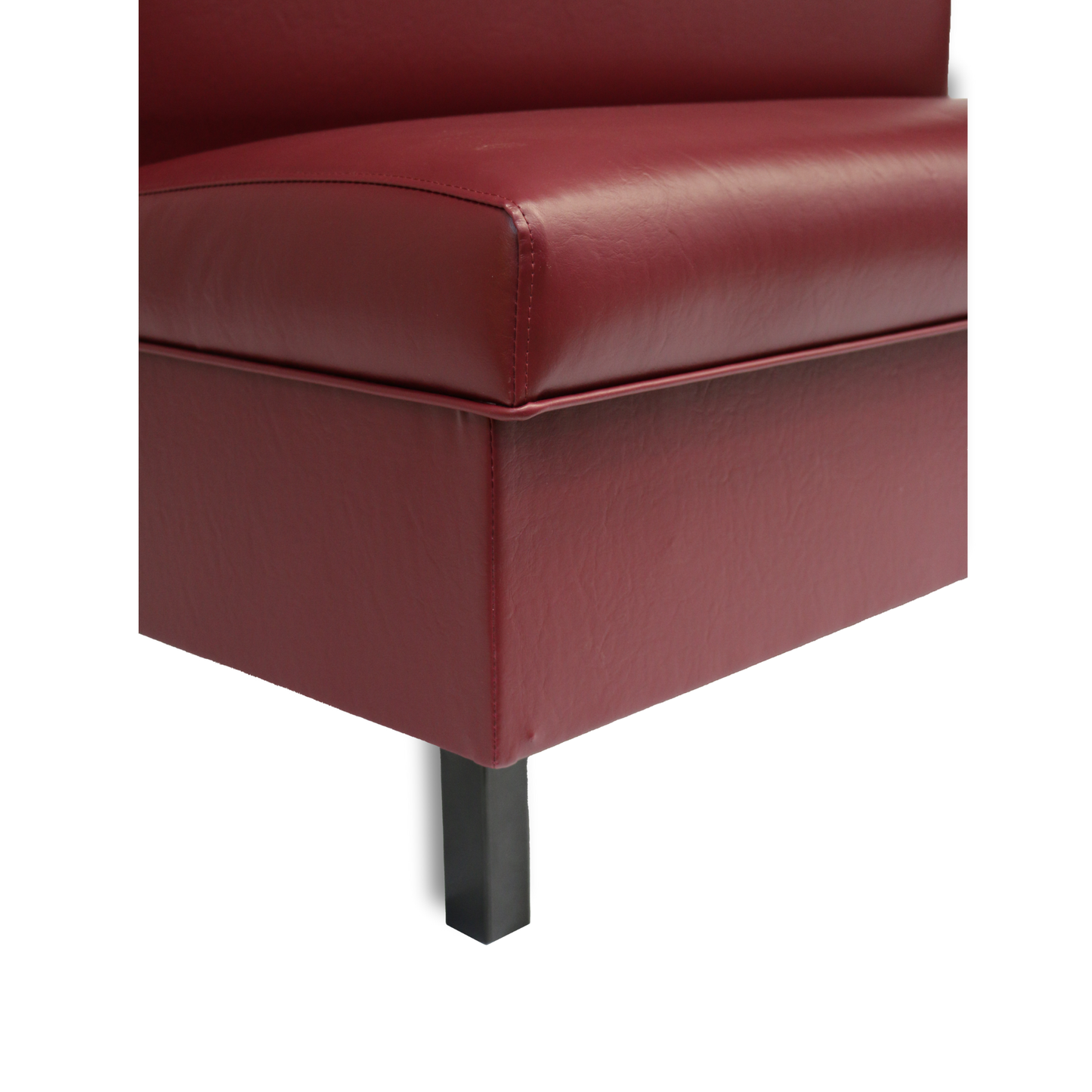 Burgundy double booth with metal legs
