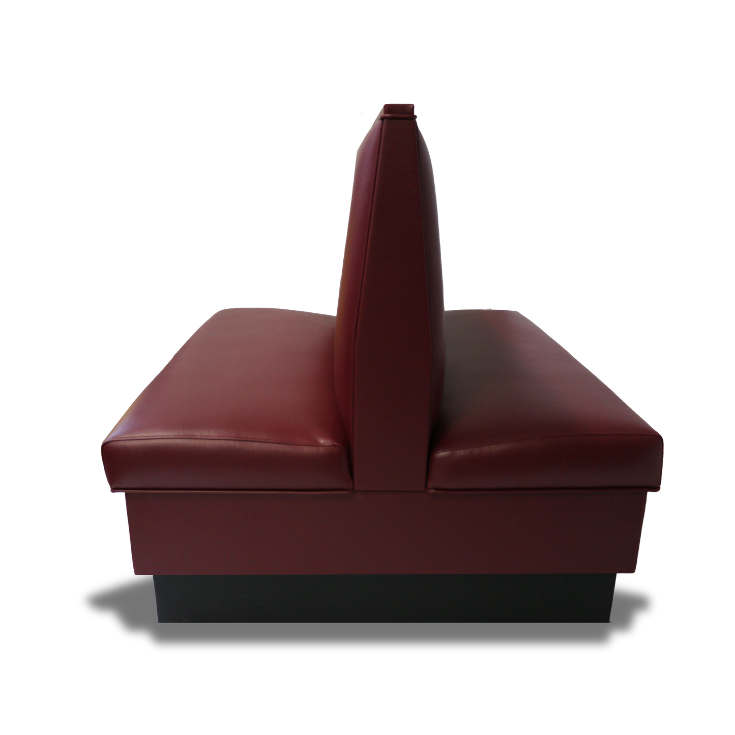 Burgundy double booth on its side